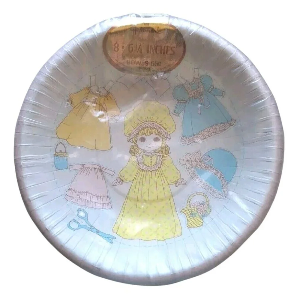 Hallmark Paper Doll 8 Party Bowls Vintage Sealed 6 1/8